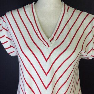 MONTEAU Womens Top Size Medium Red White Striped